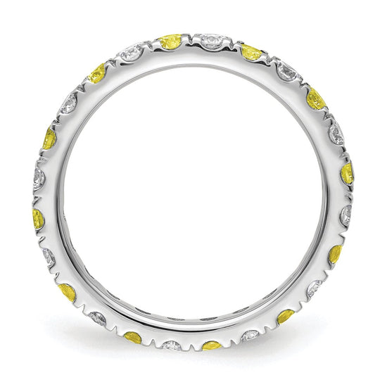 Lab Grown Diamond & Created Blue Sapphire Eternity Band