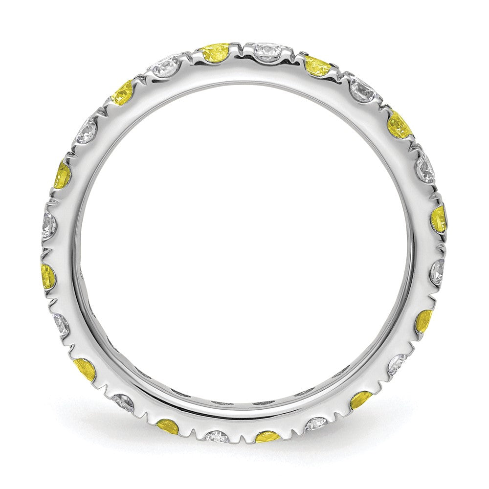 Lab Grown Diamond & Created Blue Sapphire Eternity Band