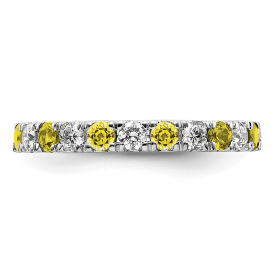 Lab Grown Diamond & Created Blue Sapphire Eternity Band