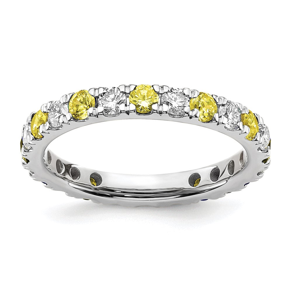 Lab Grown Diamond & Created Blue Sapphire Eternity Band