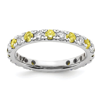 Lab Grown Diamond & Created Blue Sapphire Eternity Band