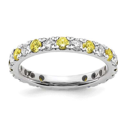 Lab Grown Diamond & Created Blue Sapphire Eternity Band
