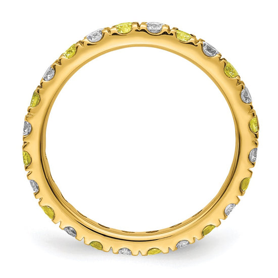 Lab Grown Diamond & Created Blue Sapphire Eternity Band