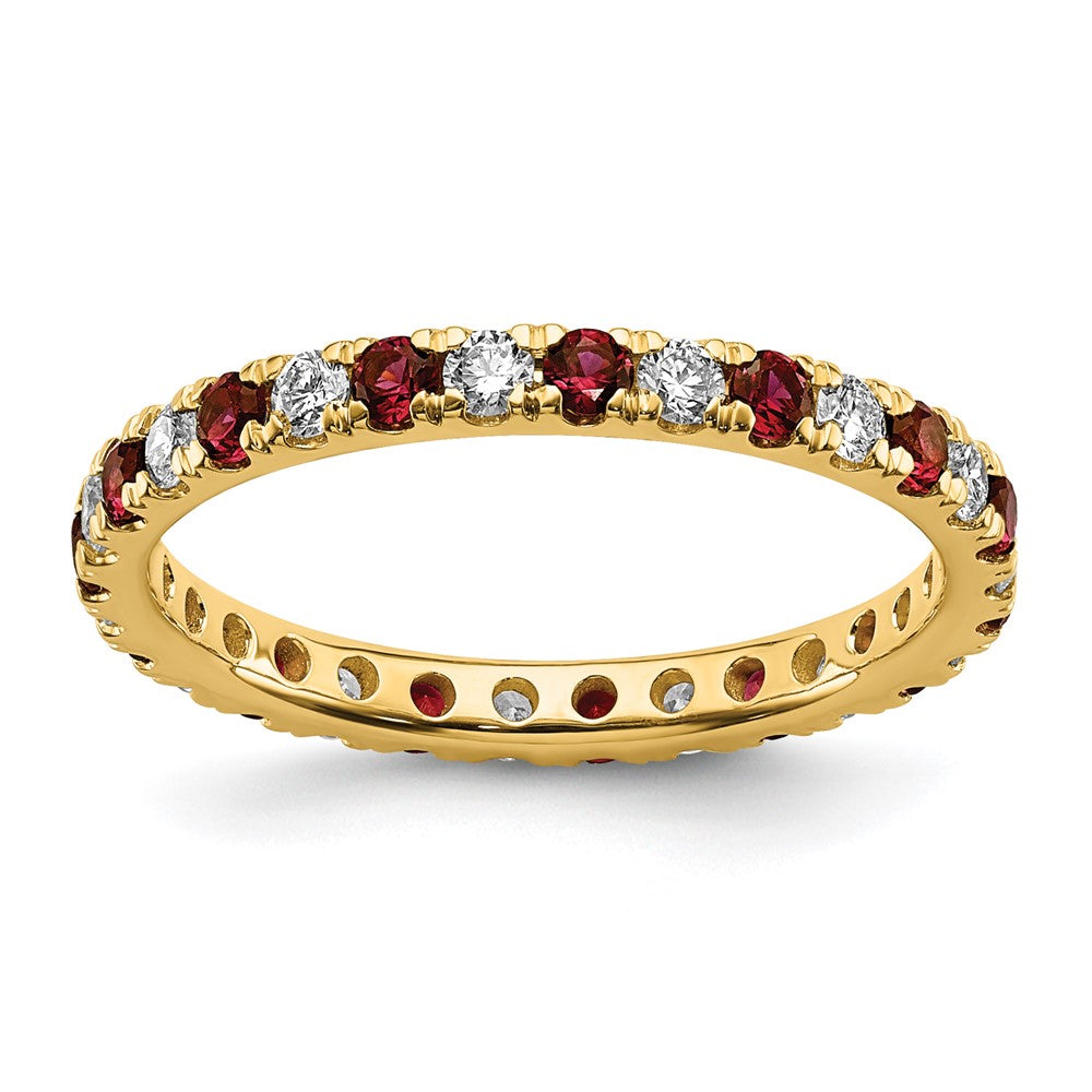 Lab Grown Diamond & Created Ruby Eternity Band