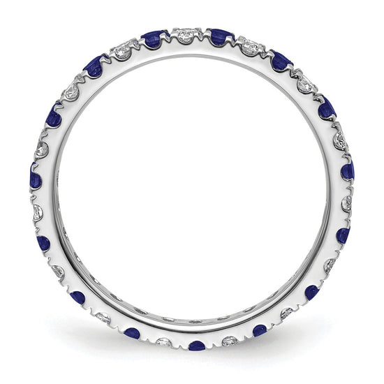 Lab Grown Diamond & Created Blue Sapphire Eternity Band