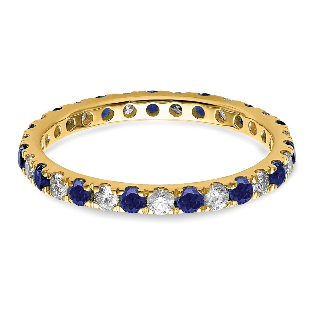 Lab Grown Diamond & Created Blue Sapphire Eternity Band