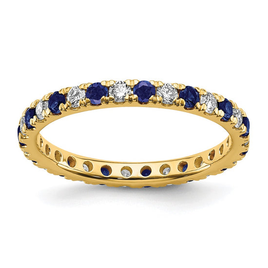 Lab Grown Diamond & Created Blue Sapphire Eternity Band