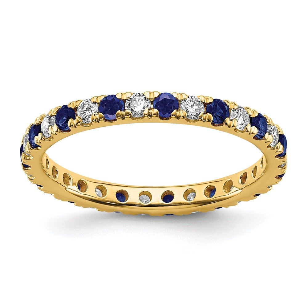 Lab Grown Diamond & Created Blue Sapphire Eternity Band