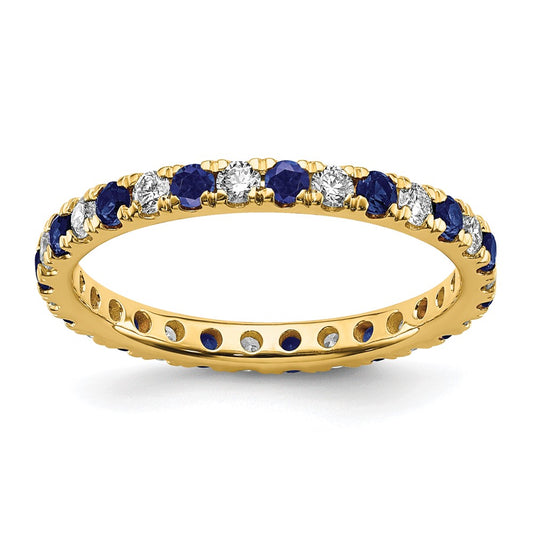Lab Grown Diamond & Created Blue Sapphire Eternity Band