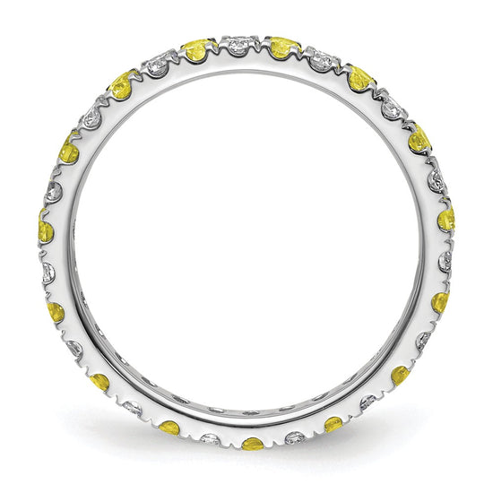 Lab Grown Diamond & Created Blue Sapphire Eternity Band