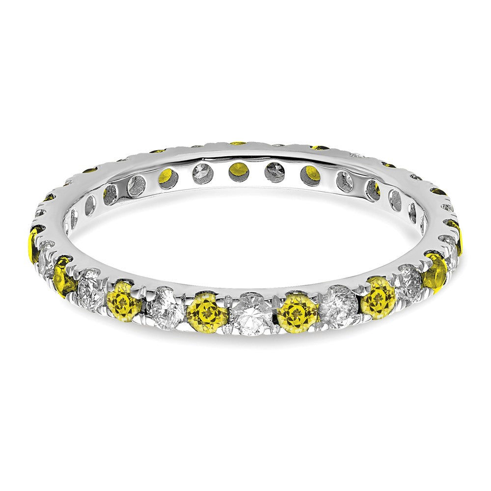 Lab Grown Diamond & Created Blue Sapphire Eternity Band