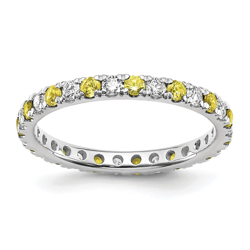 Lab Grown Diamond & Created Blue Sapphire Eternity Band