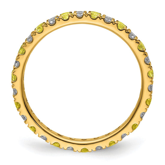 Lab Grown Diamond & Created Blue Sapphire Eternity Band