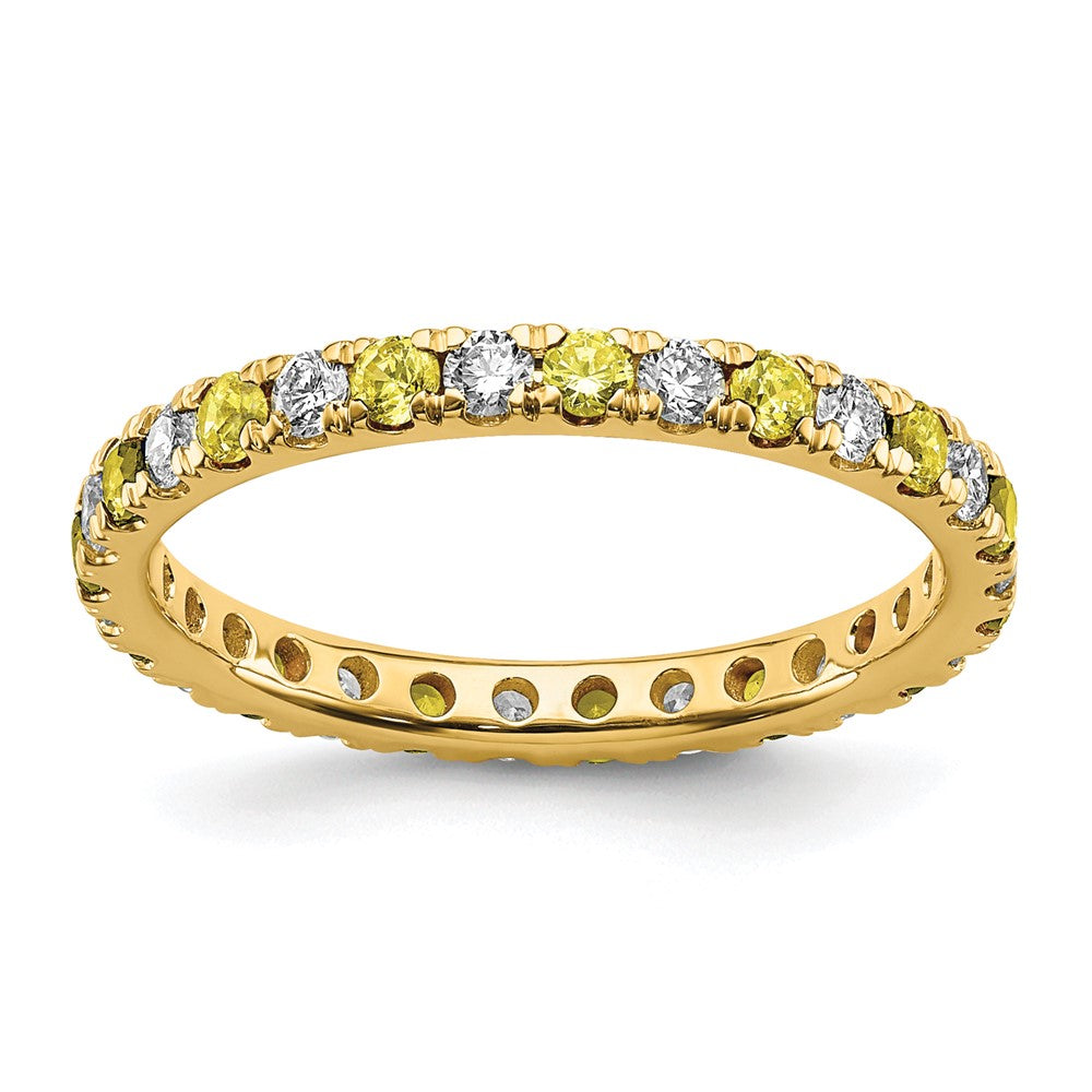 Lab Grown Diamond & Created Blue Sapphire Eternity Band