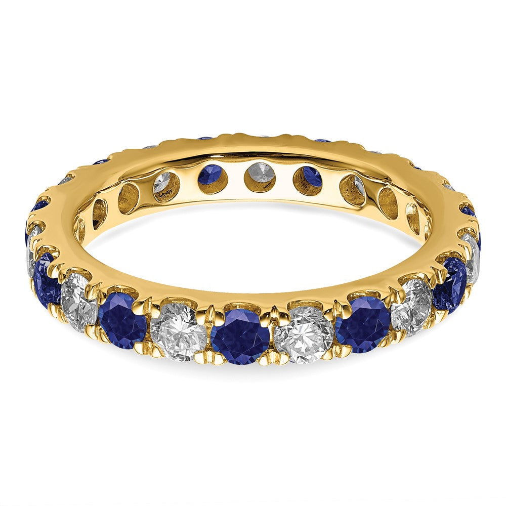 Lab Grown Diamond & Created Blue Sapphire Eternity Band