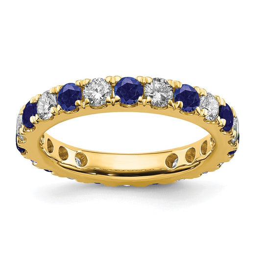 Lab Grown Diamond & Created Blue Sapphire Eternity Band