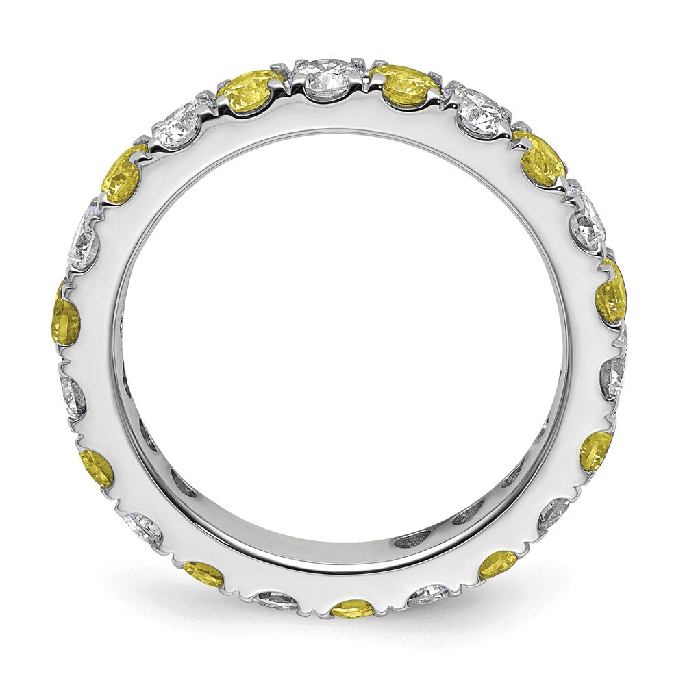 Lab Grown Diamond & Created Blue Sapphire Eternity Band
