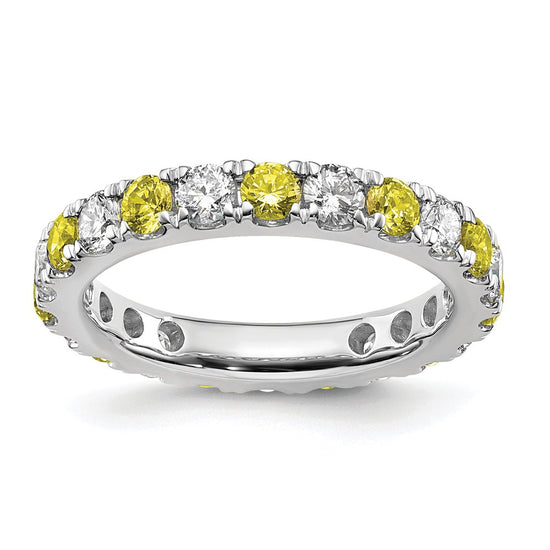 Lab Grown Diamond & Created Blue Sapphire Eternity Band