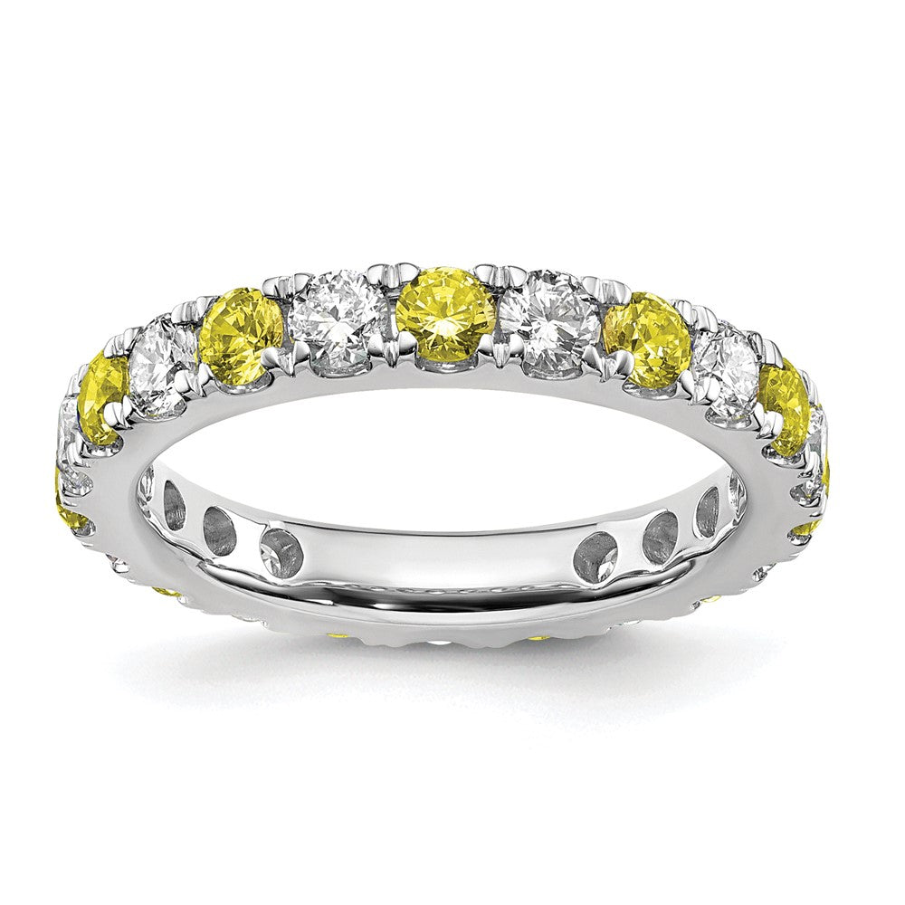Lab Grown Diamond & Created Blue Sapphire Eternity Band