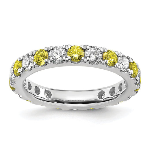 Lab Grown Diamond & Created Blue Sapphire Eternity Band