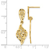 14k Polished Diamond-Cut Filigree Swirl Dangle Post Earrings