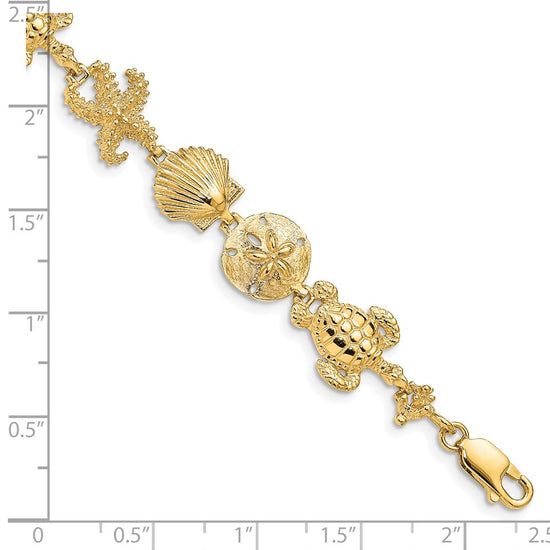 14k Polished Sea Life Theme 7.25 inch Bracelet