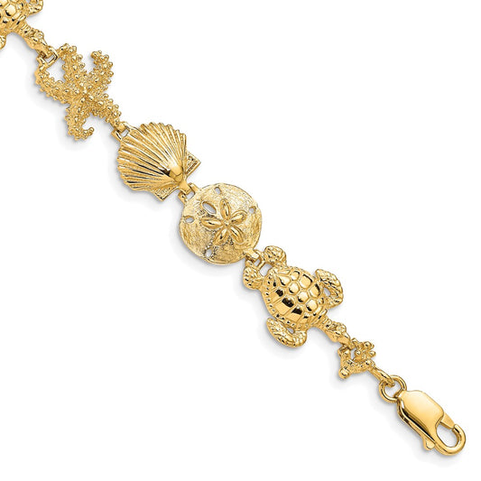 14k Polished Sea Life Theme 7.25 inch Bracelet
