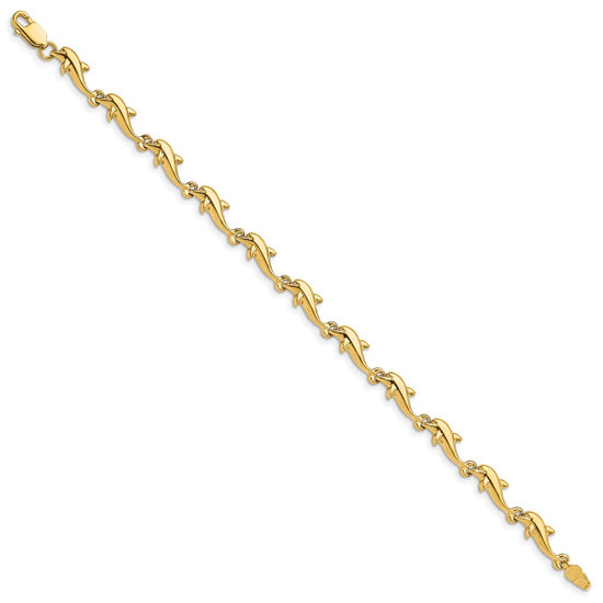 14k Polished Dolphin 7 inch Bracelet