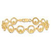 14K Diamond-cut Claddagh Circle Link 7 inch Bracelet