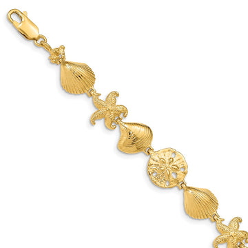 14k Polished Sea Life 7.25 inch Bracelet