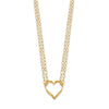 14K Double Strand Heart Pendant 16 inch Necklace Plus 2 inch Extender