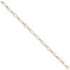 14k Two-tone Polished and Textured Oval Link 7.25 inch Bracelet