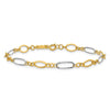 14k Two-tone Polished and Textured Oval Link 7.25 inch Bracelet