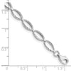 14k White Gold Polished Textured Oval Link 7.25 inch Bracelet