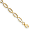14k Polished Textured Oval Link 7.25 inch Bracelet