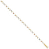 14K Tri-color Oval Link with Mirror Beads 7 inch Bracelet