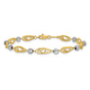 14K Two-tone Oval Links with Diamond-cut Beads 7.25 inch Bracelet