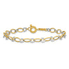 14K Two-tone Oval and Diamond-cut Circle 7.25 inch Bracelet