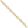 14k Polished and Textured 12mm Fancy Circle Link 7.25 inch Bracelet