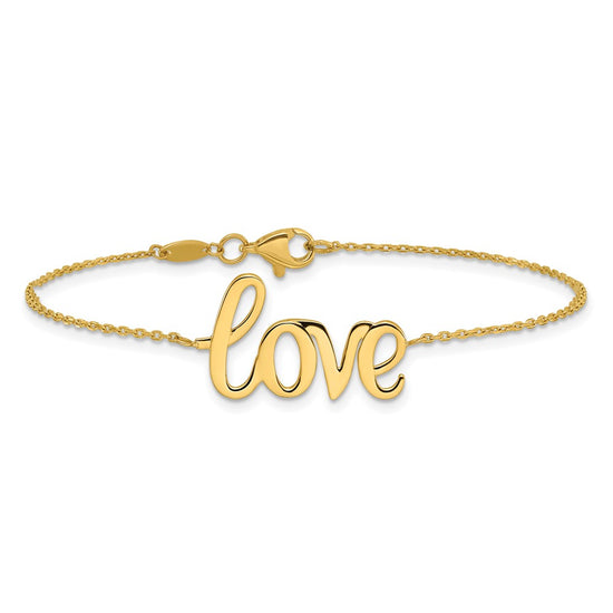 14K Polished LOVE Script 7 inch Bracelet
