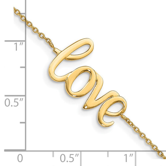14K Polished LOVE Script 7 inch Bracelet