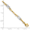 14K Two-tone Infinity Symbol and Twisted Fancy Bar Link 7.5 inch Bracelet