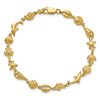 14K Polished and Textured Sea Life 7.25 inch Bracelet