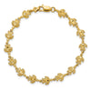 14K Polished and Textured Turtle 7 inch Bracelet