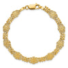 14K Polished and Textured Fancy Floral Link 7.5 inch Bracelet