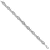 14K White Gold Polished and Textured Fancy Floral Link 7.5 inch Bracelet