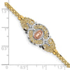 14k Two-tone with White Rhodium Our Lady of Guadalupe and Bismark Chain 7 inch Bracelet