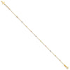 14K Tri-color Diamond-cut Beaded 7 inch Bracelet Plus 1 inch Cross Extender