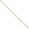 14k Two-tone Diamond-cut Open 4-Leaf Clovers and Beads 7.5 inch Bracelet