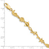 14k Polished and Textured Ocean Motif 7 inch Bracelet